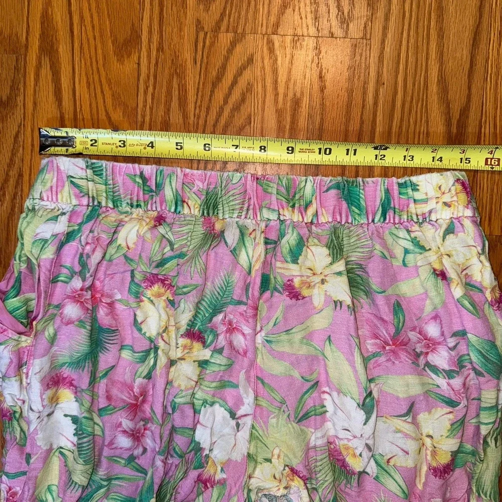 Tommy Bahama Caribbean ORCHID ST LUCIA BEACH PANTS Size Large Pink Linen